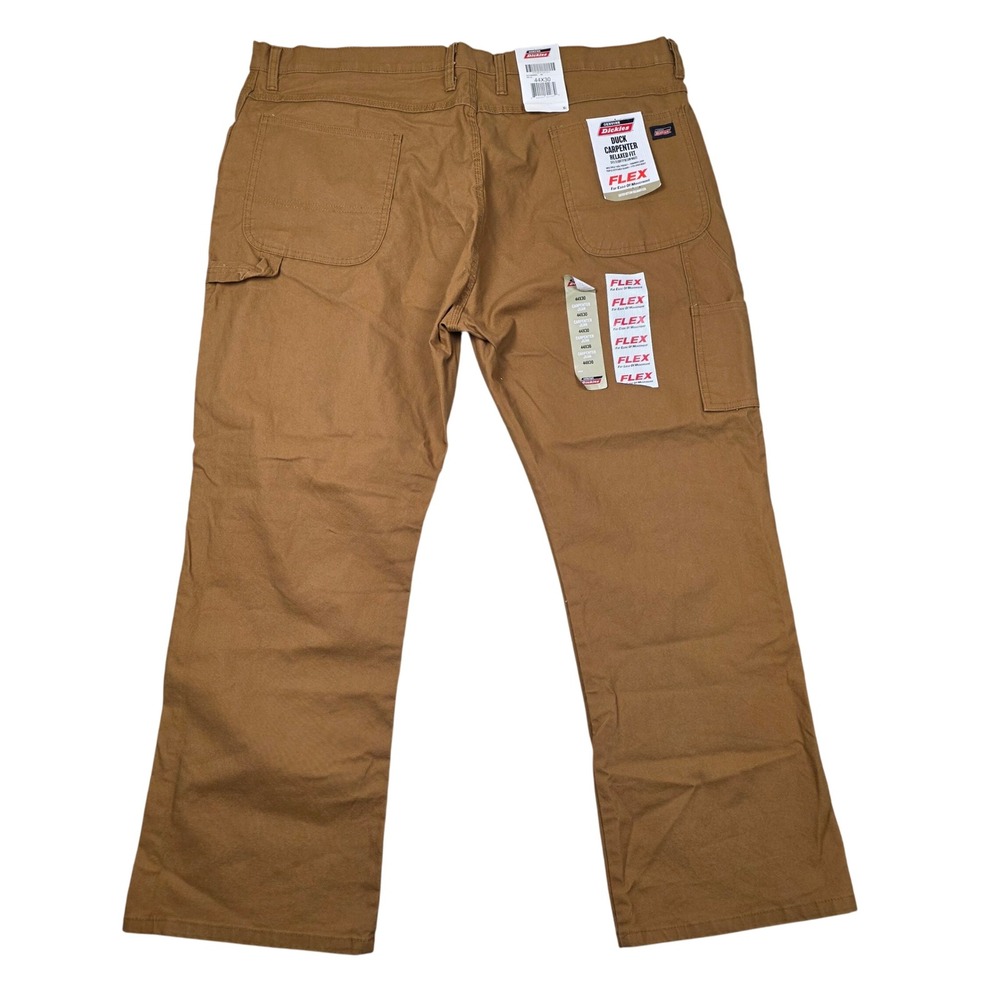 Dickies Mens Duck Carpenter Relaxed Fit Flex Pants 44x30 Brown New With Tags - Picture 4 of 10
